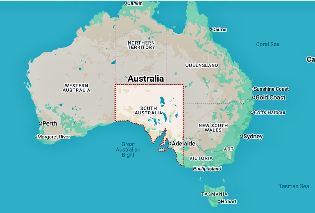 South Australia map of Australia