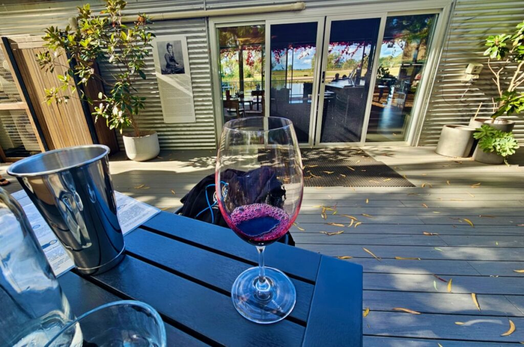 Red wine at a winery outdoors
