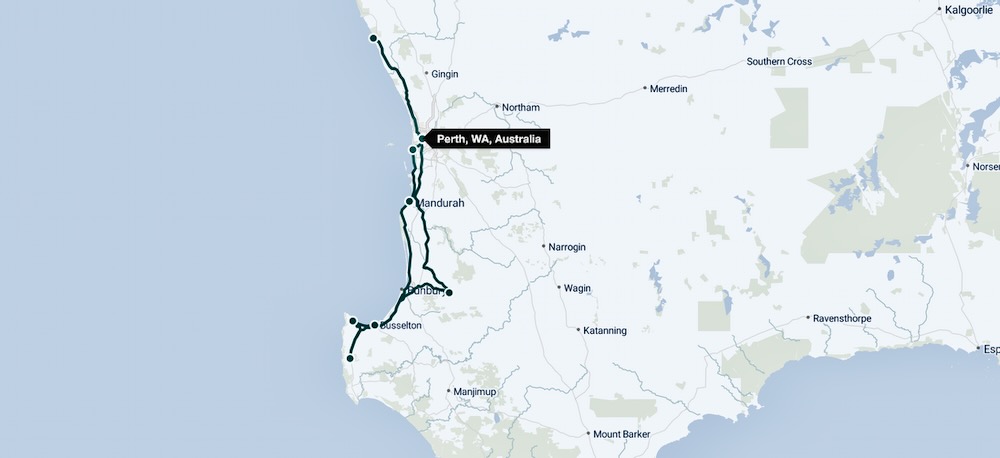 Map WA road trip, month in Western Australia