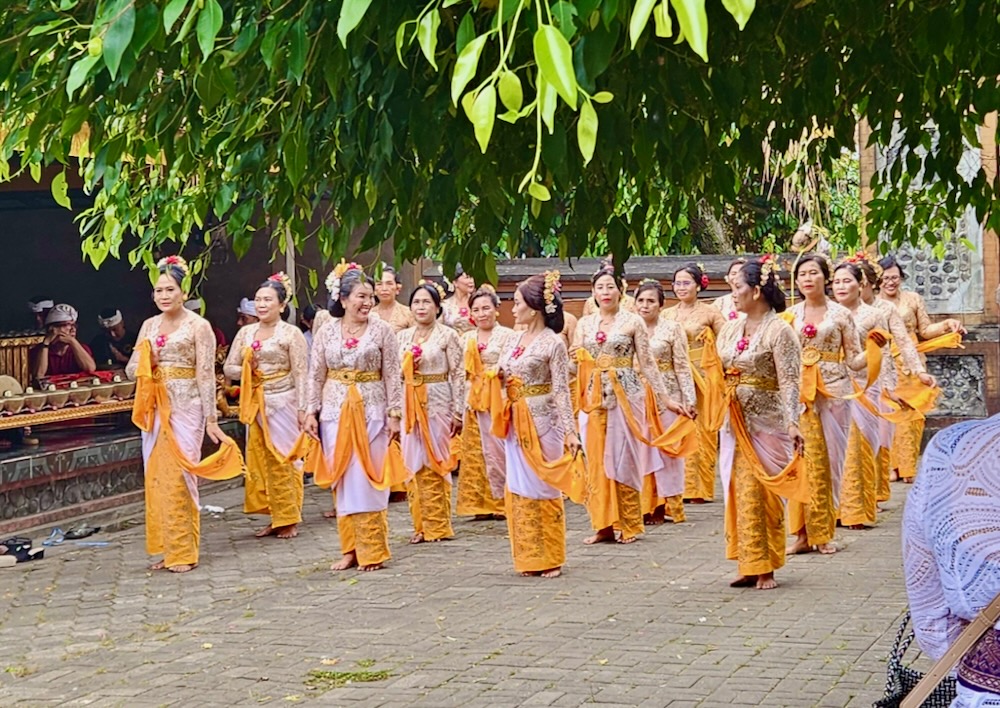 Perang Topat dancers, down time in Lombok
