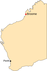 map Broome top, Perth bottom, Western Australia