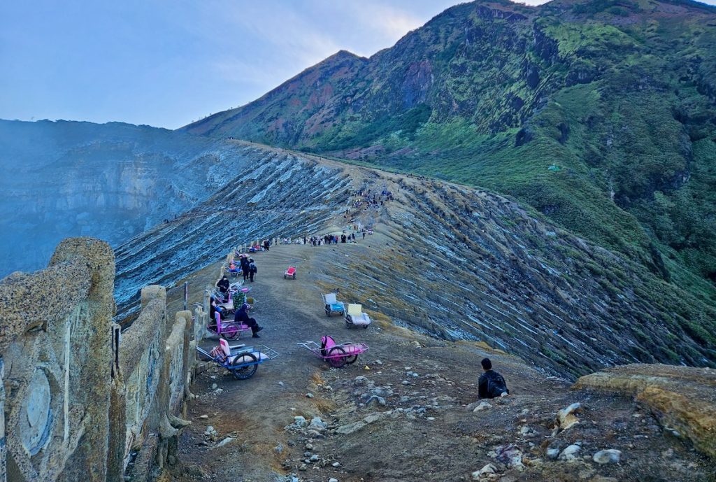 Crowds on the crater edge, Mount Ijen, Java