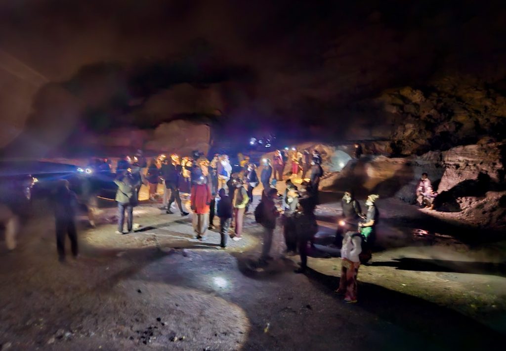 Ijen Crater crowds at night, volcano