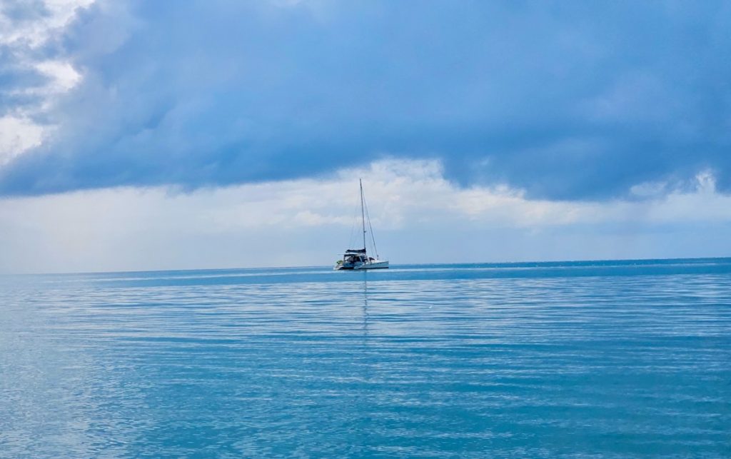 Go catamaran anchored in Belitung