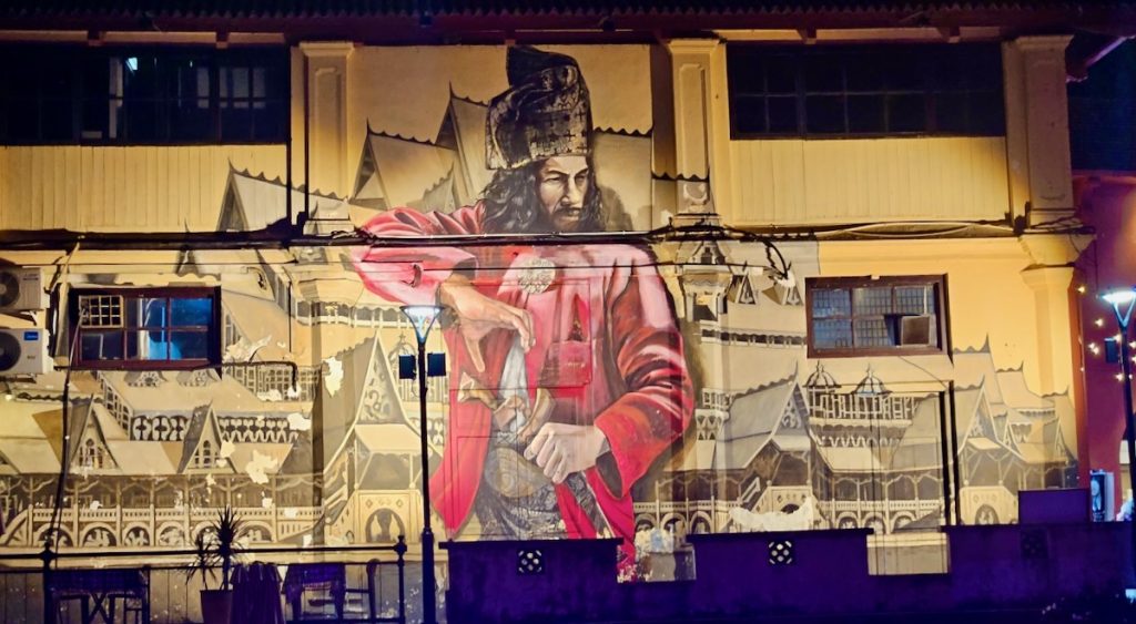 large mural with warrior in Malacca