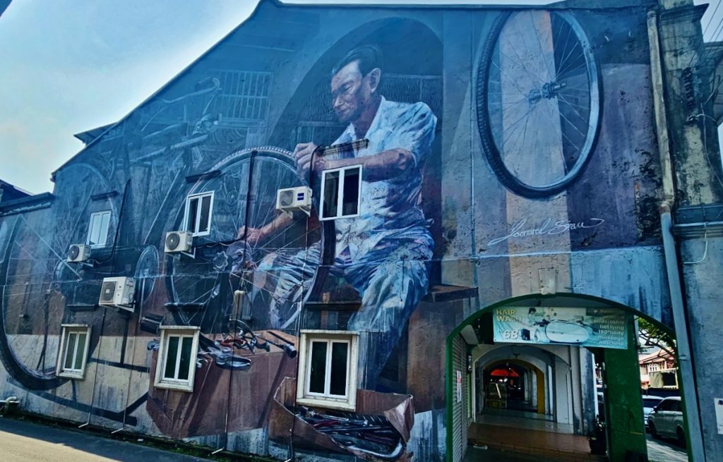 bicycle mural in Kuching