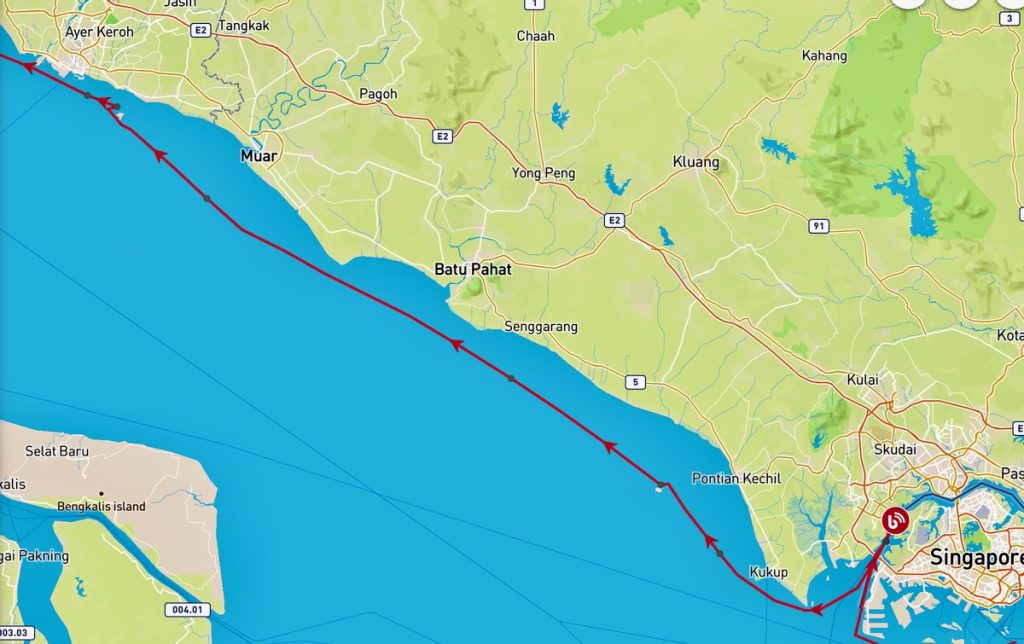 Cruising the Malacca Strait first leg map